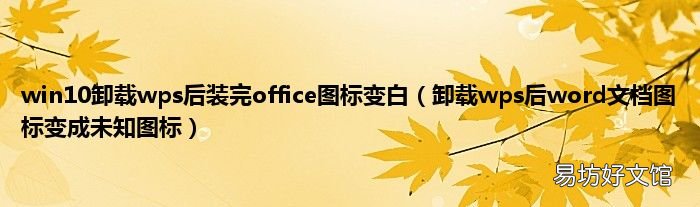 卸载wps后word文档图标变成未知图标 win10卸载wps后装完office图标变白