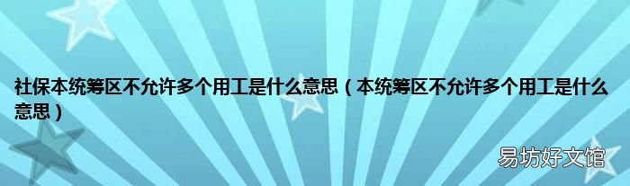 本统筹区不允许多个用工是什么意思 社保本统筹区不允许多个用工是什么意思
