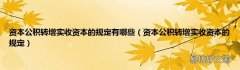 资本公积转增实收资本的规定 资本公积转增实收资本的规定有哪些