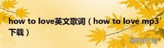 how to love mp3下载 how to love英文歌词