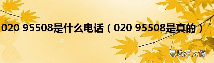 020 95508是真的 020 95508是什么电话