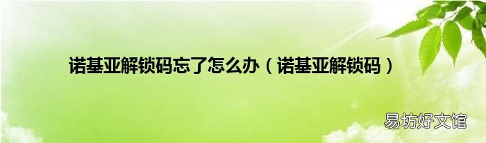 诺基亚解锁码 诺基亚解锁码忘了怎么办