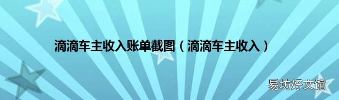 滴滴车主收入 滴滴车主收入账单截图