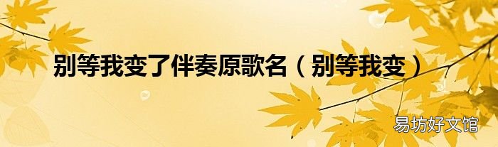 别等我变 别等我变了伴奏原歌名