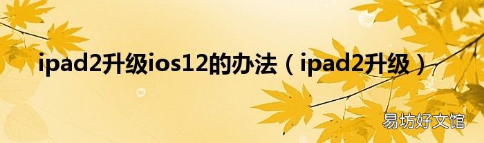 ipad2升级 ipad2升级ios12的办法