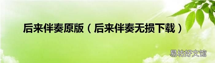 后来伴奏无损下载 后来伴奏原版