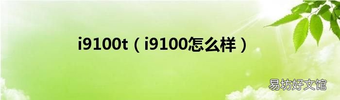 i9100怎么样 i9100t