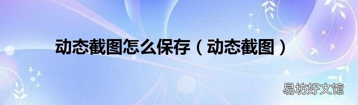 动态截图 动态截图怎么保存