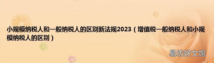 增值税一般纳税人和小规模纳税人的区别 小规模纳税人和一般纳税人的区别新法规2023