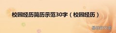 校园经历 校园经历简历示范30字