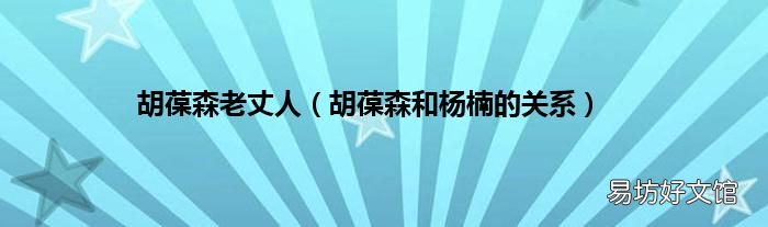 胡葆森和杨楠的关系 胡葆森老丈人