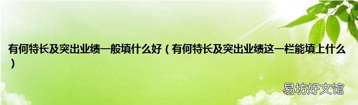 有何特长及突出业绩这一栏能填上什么 有何特长及突出业绩一般填什么好