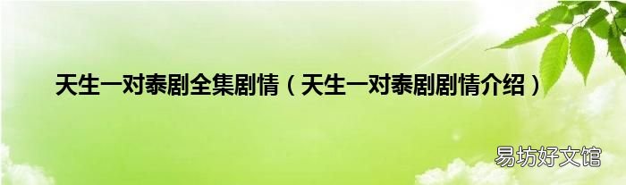 天生一对泰剧剧情介绍 天生一对泰剧全集剧情