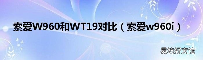 索爱w960i 索爱W960和WT19对比