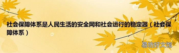 社会保障体系 社会保障体系是人民生活的安全网和社会运行的稳定器