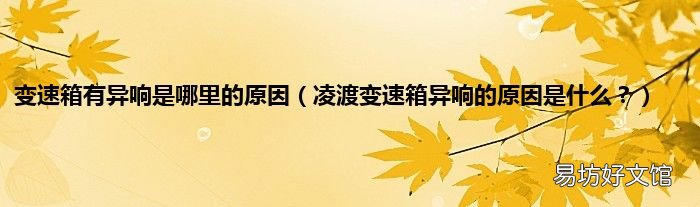 凌渡变速箱异响的原因是什么? 变速箱有异响是哪里的原因
