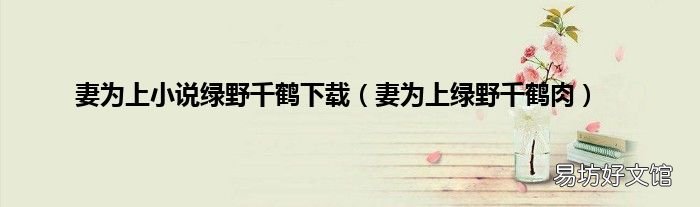 妻为上绿野千鹤肉 妻为上小说绿野千鹤下载
