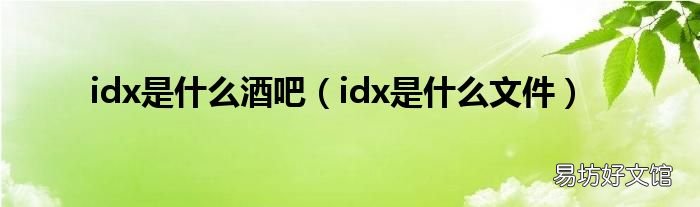 idx是什么文件 idx是什么酒吧
