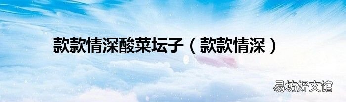 款款情深 款款情深酸菜坛子