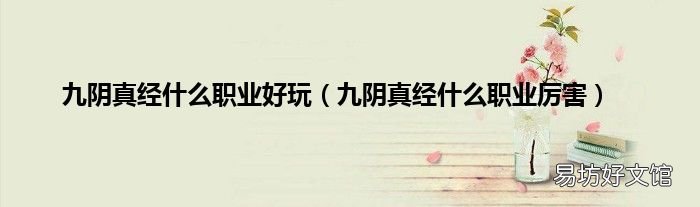 九阴真经什么职业厉害 九阴真经什么职业好玩