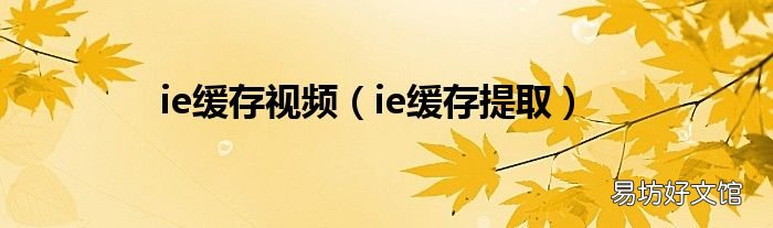 ie缓存提取 ie缓存视频