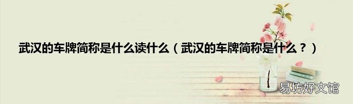 武汉的车牌简称是什么? 武汉的车牌简称是什么读什么