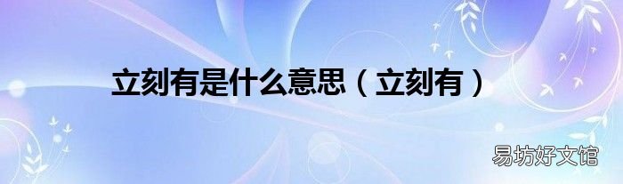 立刻有 立刻有是什么意思