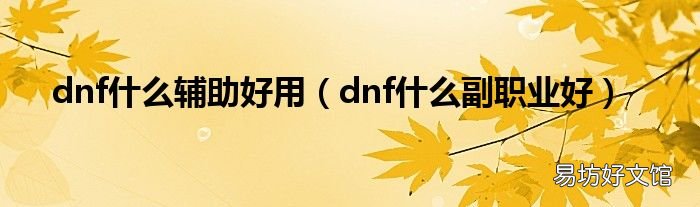 dnf什么副职业好 dnf什么辅助好用