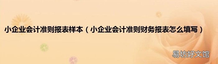 小企业会计准则财务报表怎么填写 小企业会计准则报表样本