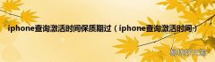 iphone查询激活时间 iphone查询激活时间保质期过