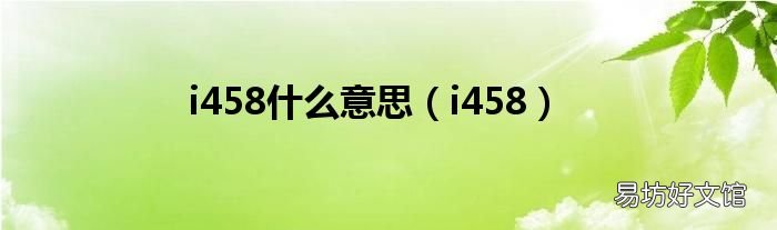 i458 i458什么意思