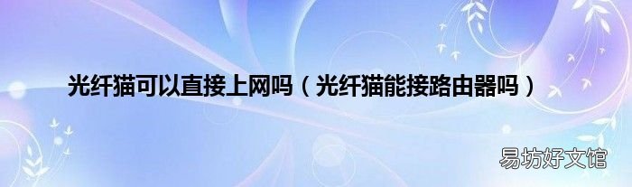 光纤猫能接路由器吗 光纤猫可以直接上网吗