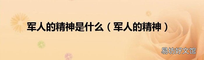 军人的精神 军人的精神是什么