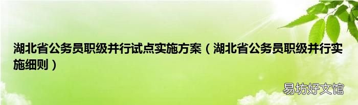 湖北省公务员职级并行实施细则 湖北省公务员职级并行试点实施方案