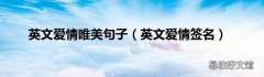 英文爱情签名 英文爱情唯美句子