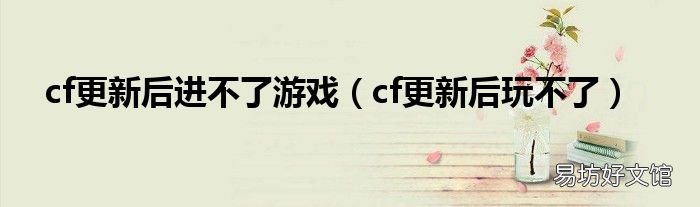cf更新后玩不了 cf更新后进不了游戏