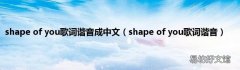 shape of you歌词谐音 shape of you歌词谐音成中文