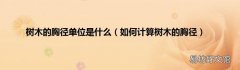 如何计算树木的胸径 树木的胸径单位是什么