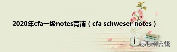 cfa schweser notes 2020年cfa一级notes高清