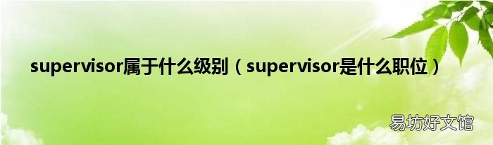 supervisor是什么职位 supervisor属于什么级别