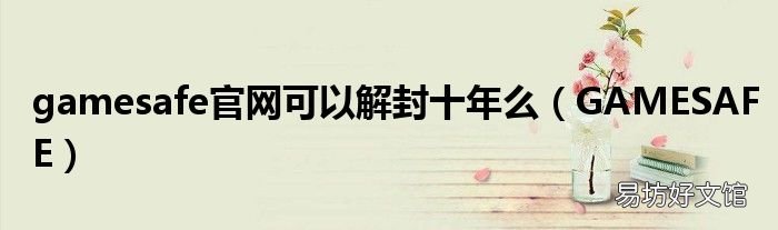 GAMESAFE gamesafe官网可以解封十年么