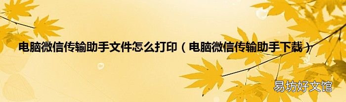 电脑微信传输助手下载 电脑微信传输助手文件怎么打印