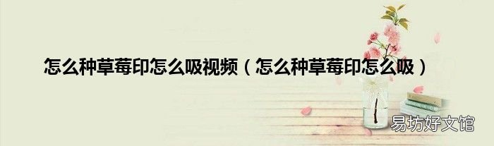 怎么种草莓印怎么吸 怎么种草莓印怎么吸视频