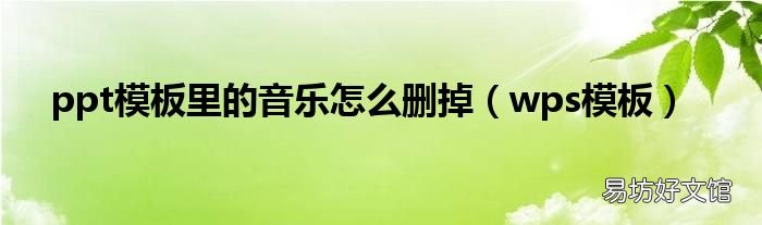 wps模板 ppt模板里的音乐怎么删掉