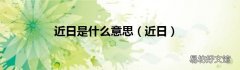 近日 近日是什么意思
