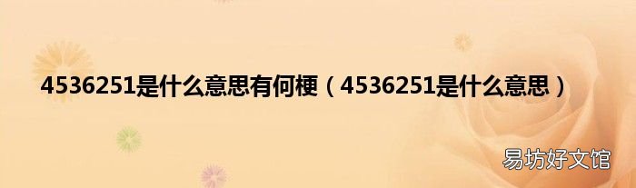 4536251是什么意思 4536251是什么意思有何梗