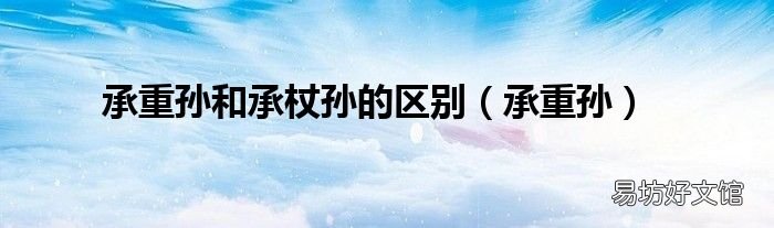 承重孙 承重孙和承杖孙的区别