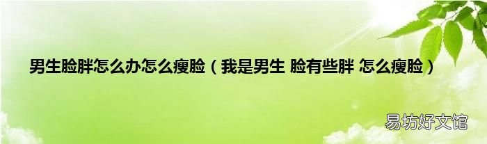 我是男生 脸有些胖 怎么瘦脸 男生脸胖怎么办怎么瘦脸