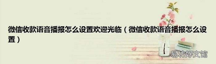 微信收款语音播报怎么设置 微信收款语音播报怎么设置欢迎光临