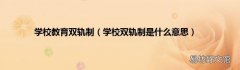 学校双轨制是什么意思 学校教育双轨制